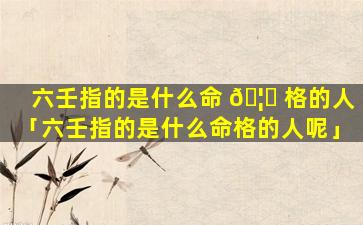 六壬指的是什么命 🦆 格的人「六壬指的是什么命格的人呢」